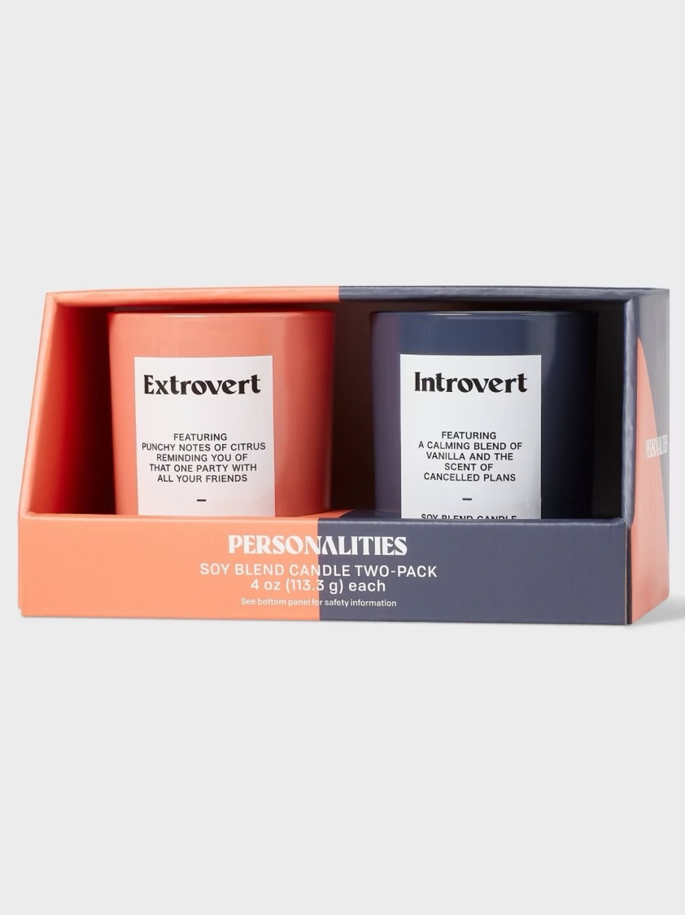 Personalities 2 Pack Introvert Extrovert Soy Blend Candles 4 Ounce